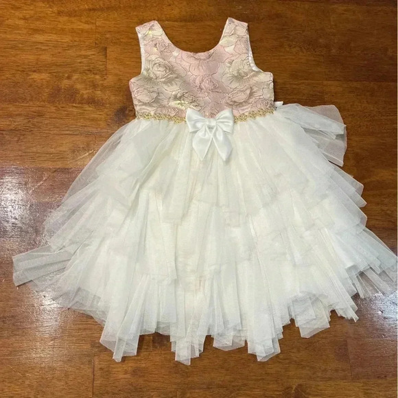 American Princess Other - American Princess pink cream tulle ruffle dress size 4t
